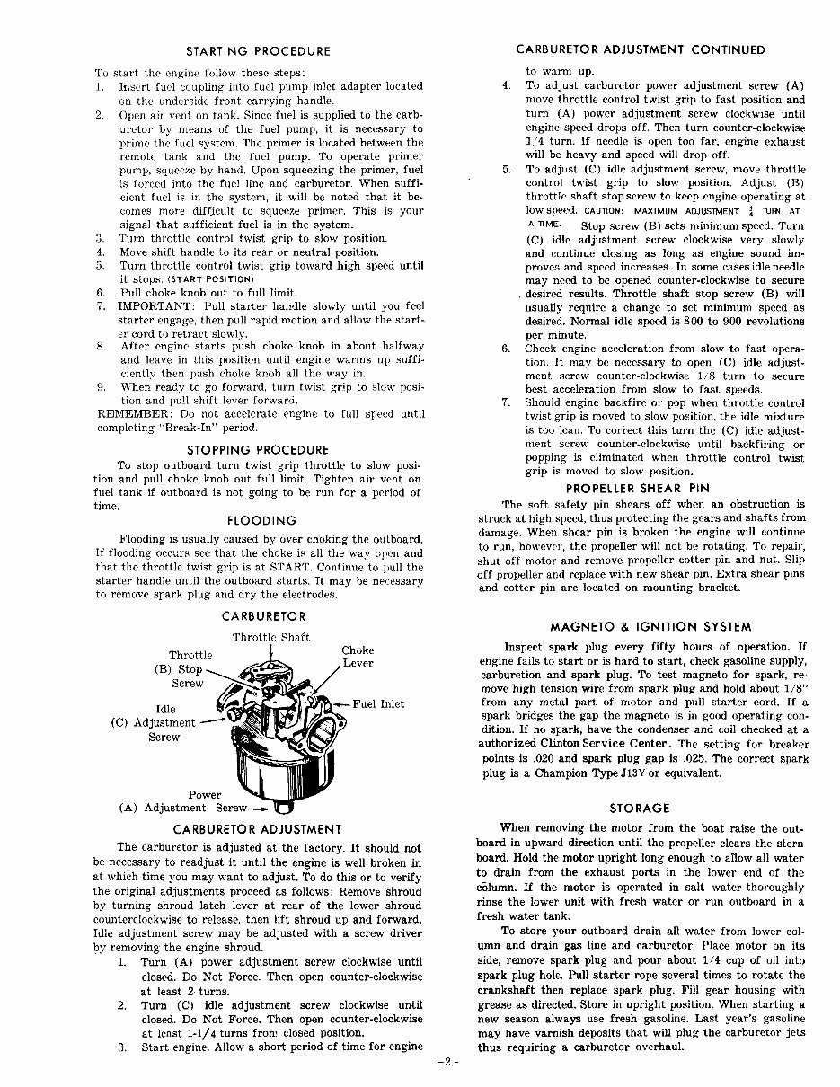 Clinton 7.5HP Outboard (K-750) Owners Manual (+ Parts Catalog) preview img 3