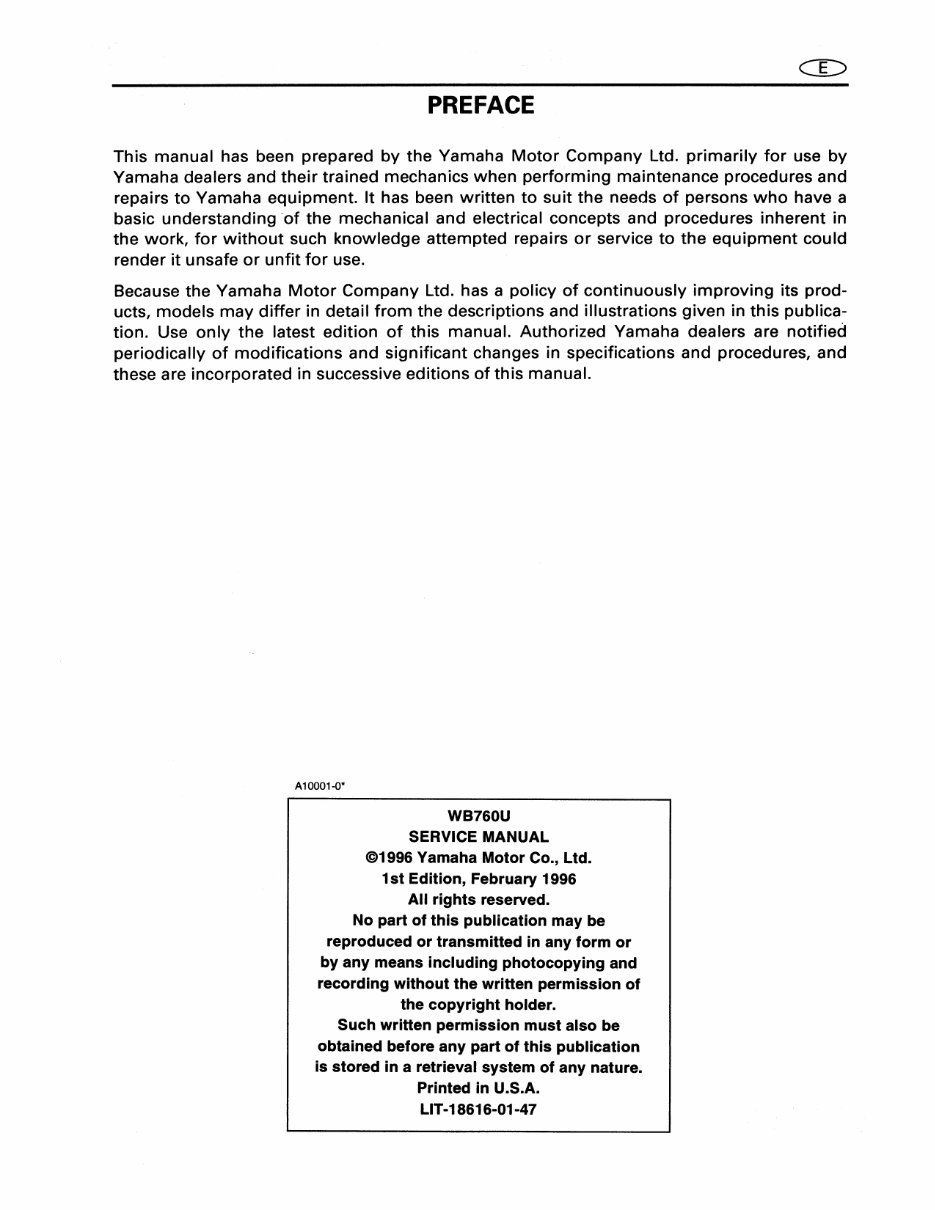 Yamaha Waveblaster 2 760 Series 1996-1997 Factory Service & Work Shop Manual preview img 2