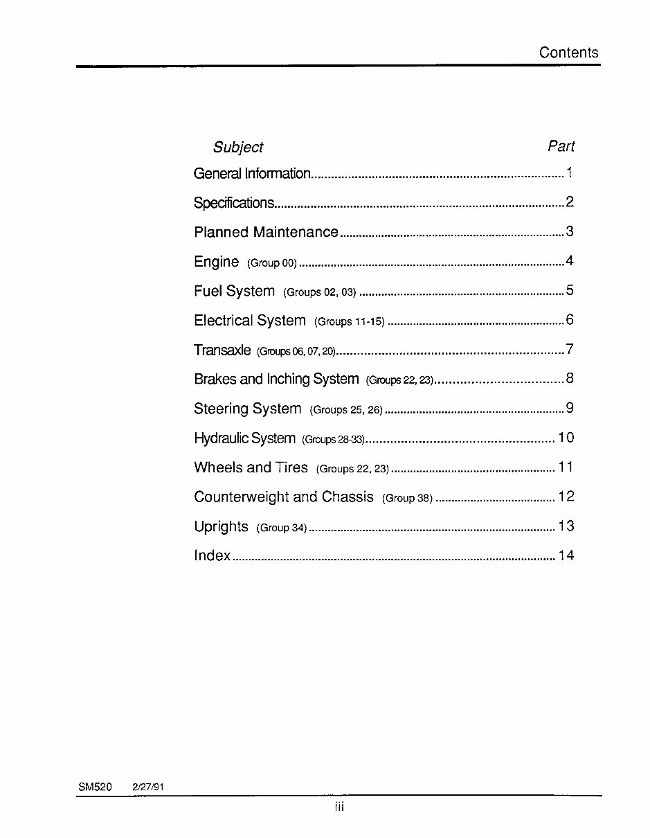 Clark SM-520R GCS/GCS LPG Forklift Trucks OEM Service & Repair Manual preview img 3
