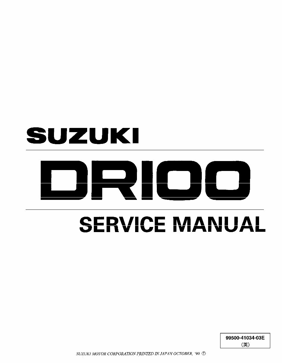 1983 1984 1985 1986 1987 1988 1989 1990 Suzuki DR100 1983 SP100 models Factory Service manual preview img 1