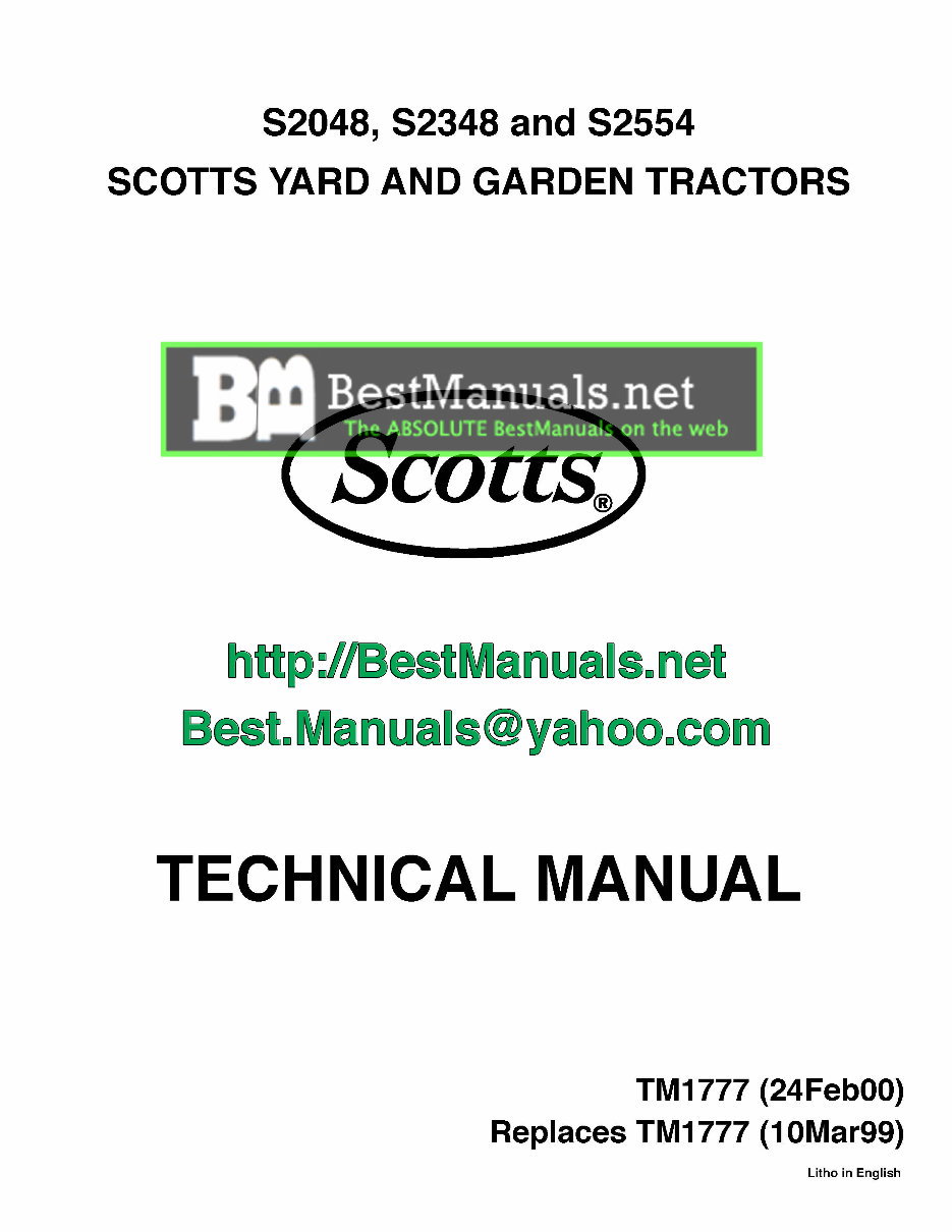 John Deere S2048 S2348 S2554 Scotts Yard and Garden Tractor Service Repair Manual preview img 1