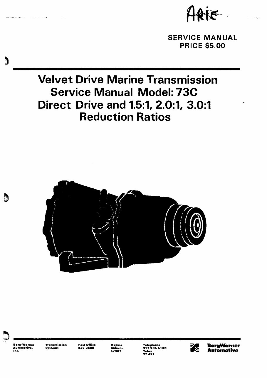 velvet drive marine transmission 73C service repair manual preview img 1