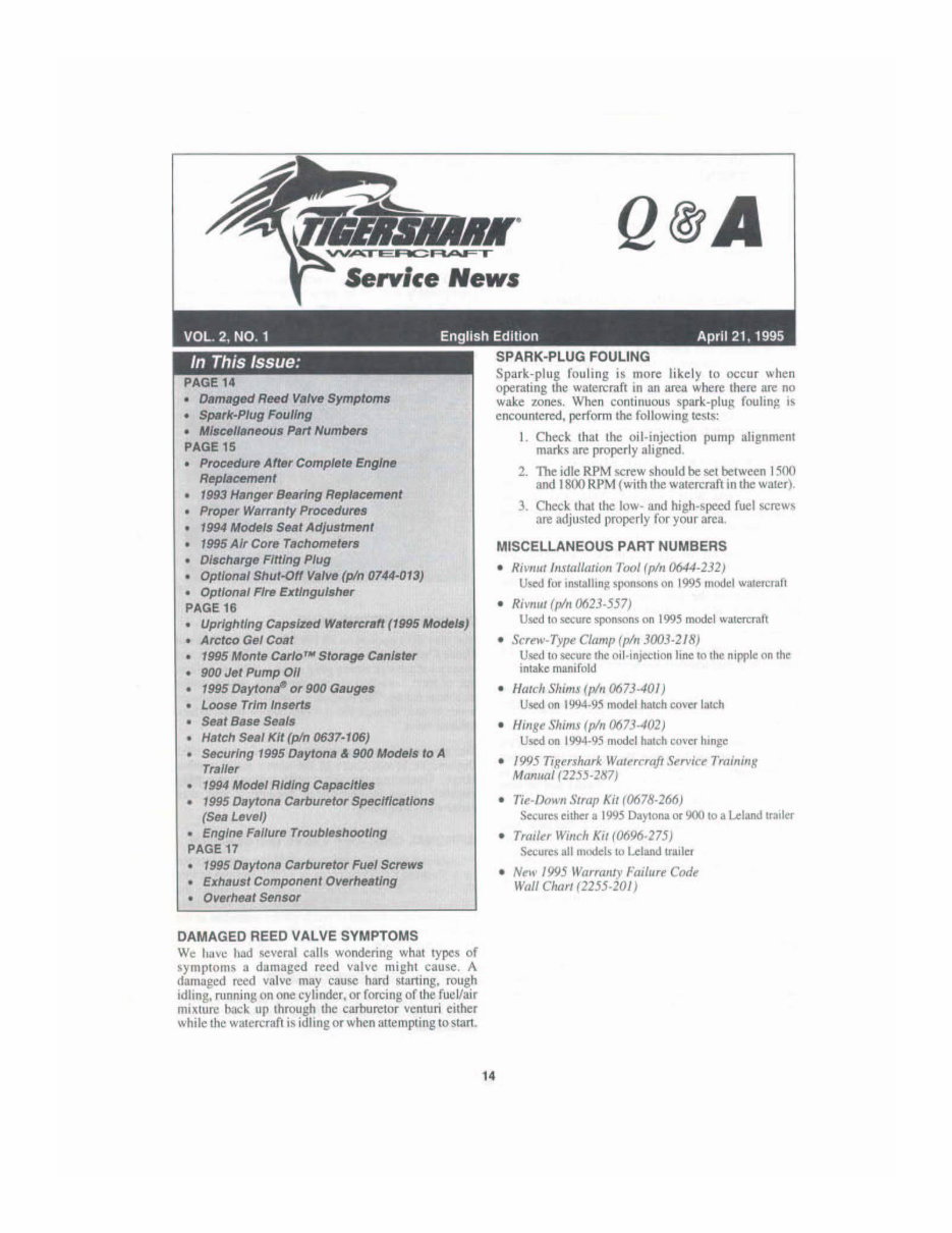 ARCTIC CAT TIGERSHARK PWC Service Repair Workshop Manual 1995-1996 preview img 7