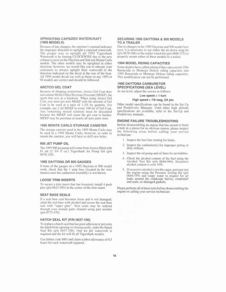 ARCTIC CAT TIGERSHARK PWC Service Repair Workshop Manual 1995-1996 preview img 9