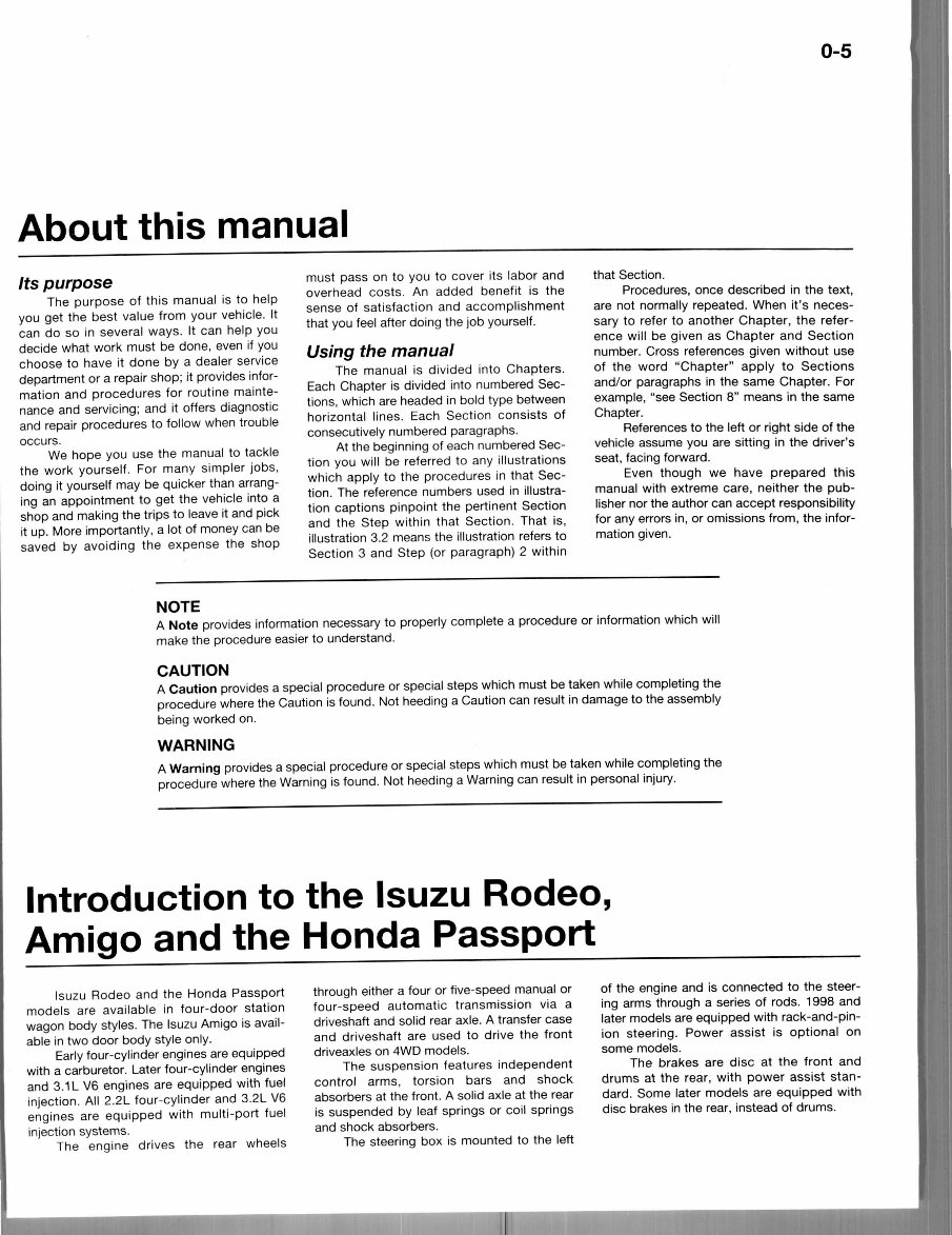 1990 ISUZU AMIGO Service and Repair Manual preview img 2