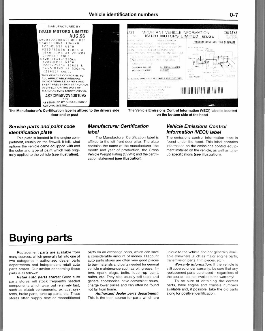 1990 ISUZU AMIGO Service and Repair Manual preview img 4