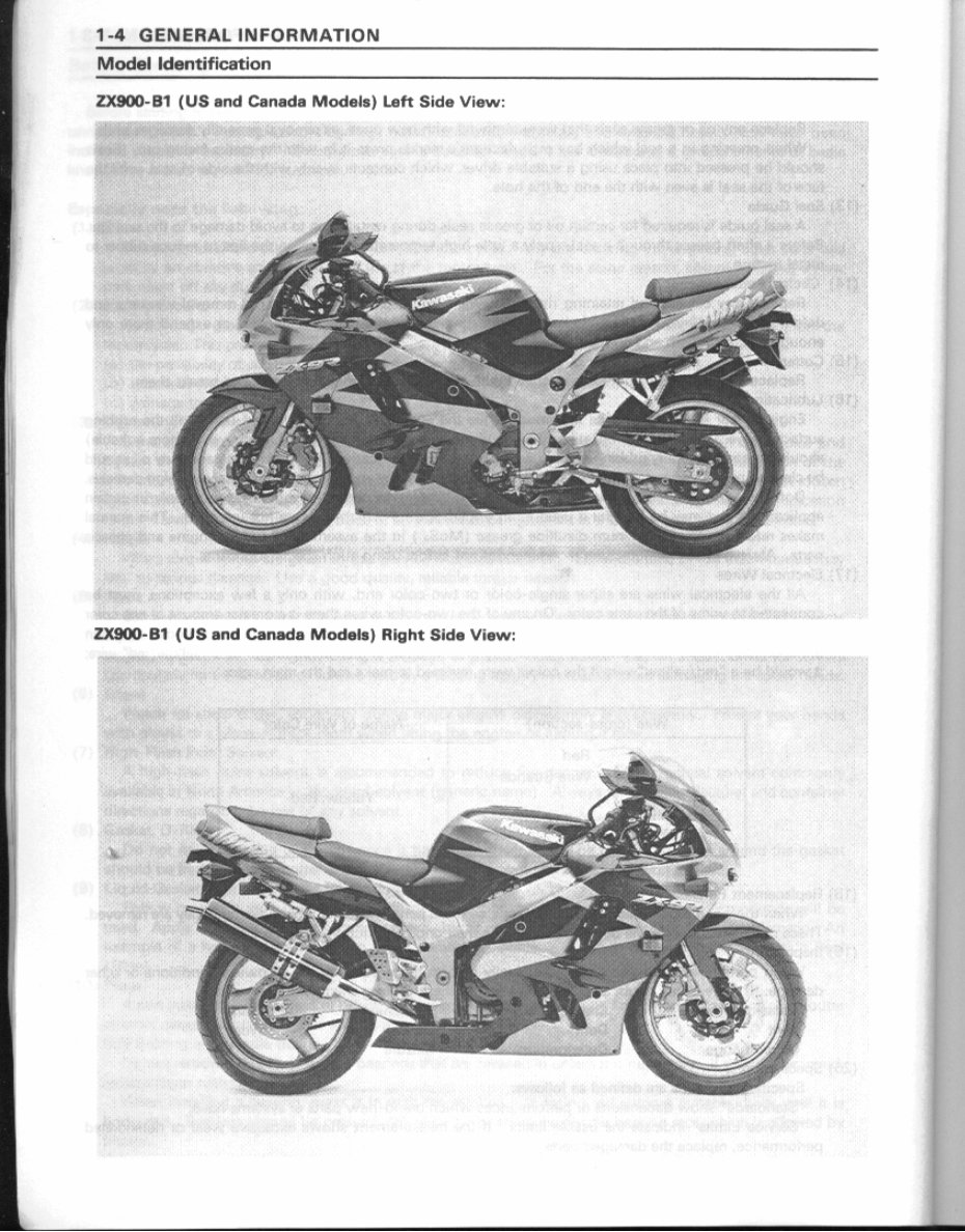 KAWASAKI Workshop Manual ZX-9R ZX9R Ninja 1998 1999