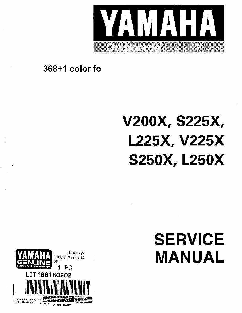 1999 Yamaha 200/225/250HP 2-Stroke OutboardS Service & Repair Manual preview img 1