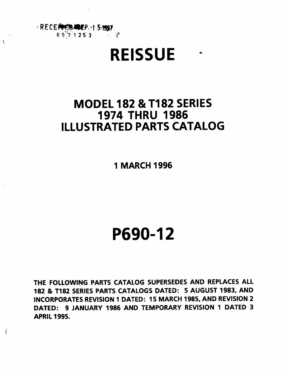 19741986 Cessna 182 Skylane Parts Catalog