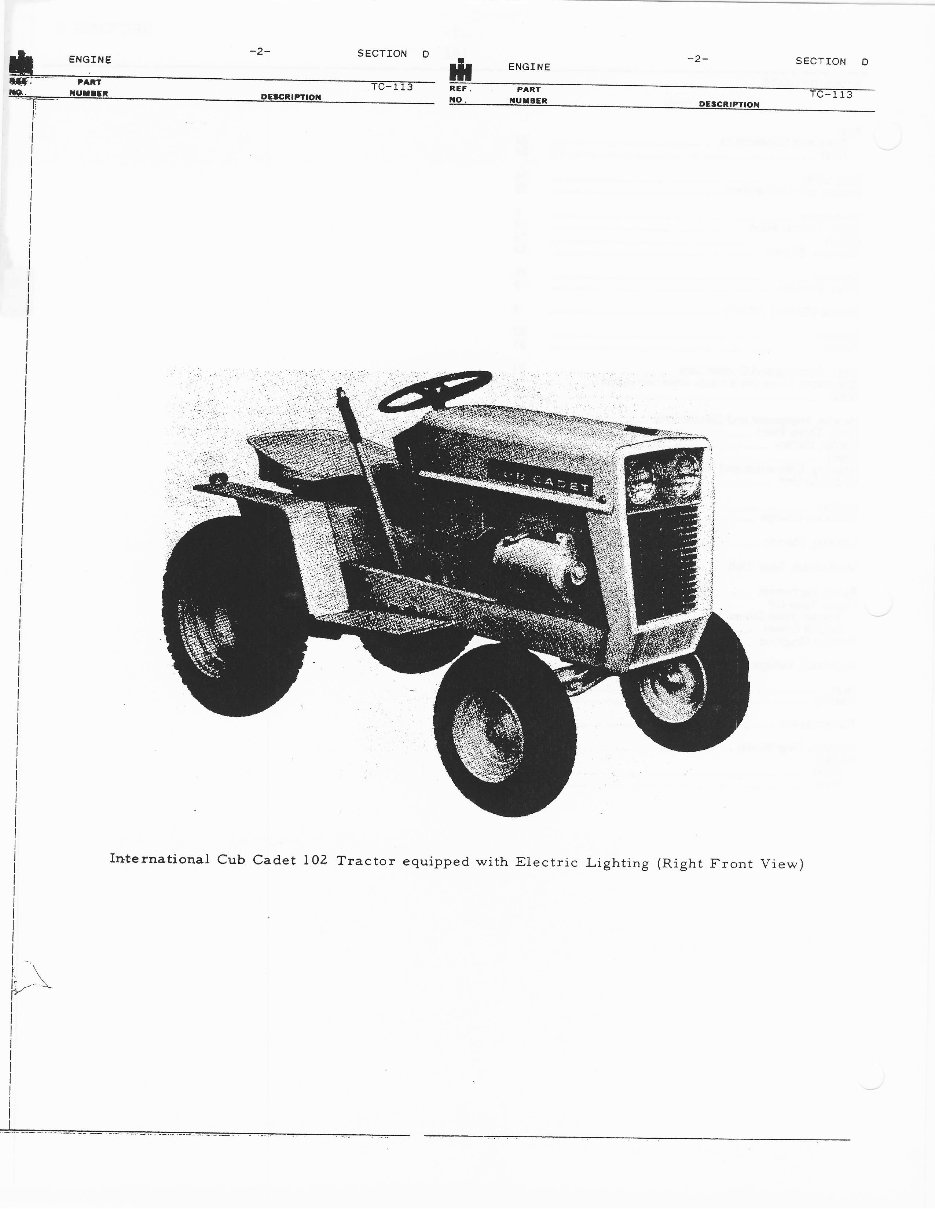 Cub Cadet 102 (TC-113-D) Tractor Parts Manual preview img 2