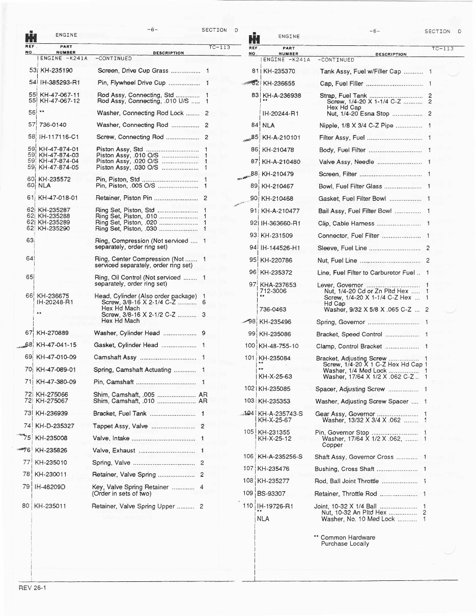 Cub Cadet 102 (TC-113-D) Tractor Parts Manual preview img 6