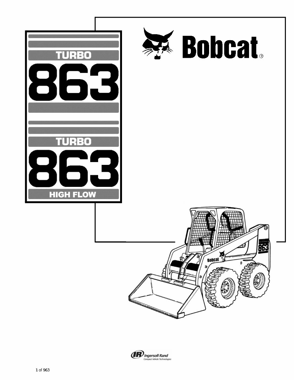 Bobcat 863 Turbo High Flow 514440001 + Factory Service & Work Shop Manual preview img 1