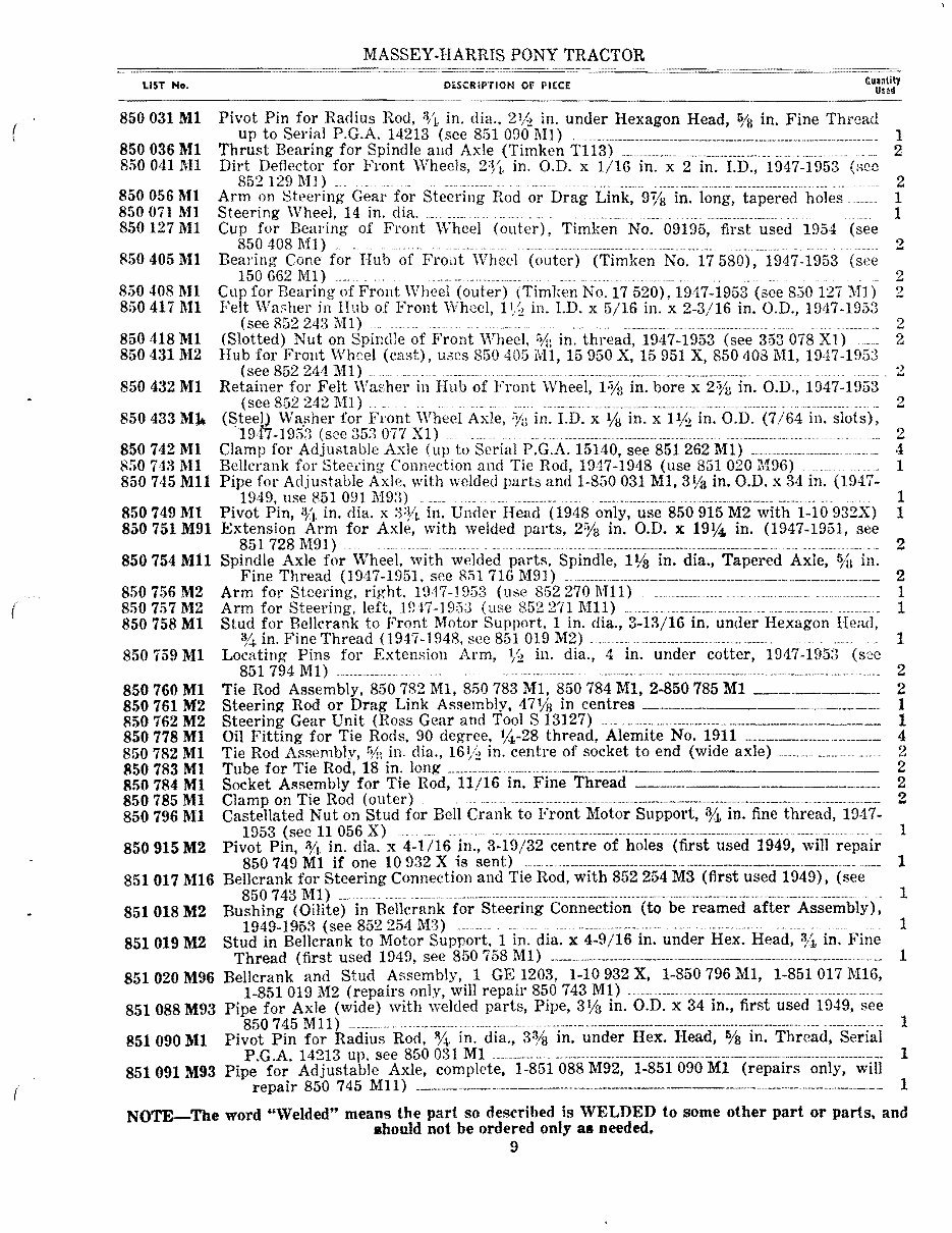 1947-1954 Massey-Harris Pony Tractor Parts Catalog preview img 9