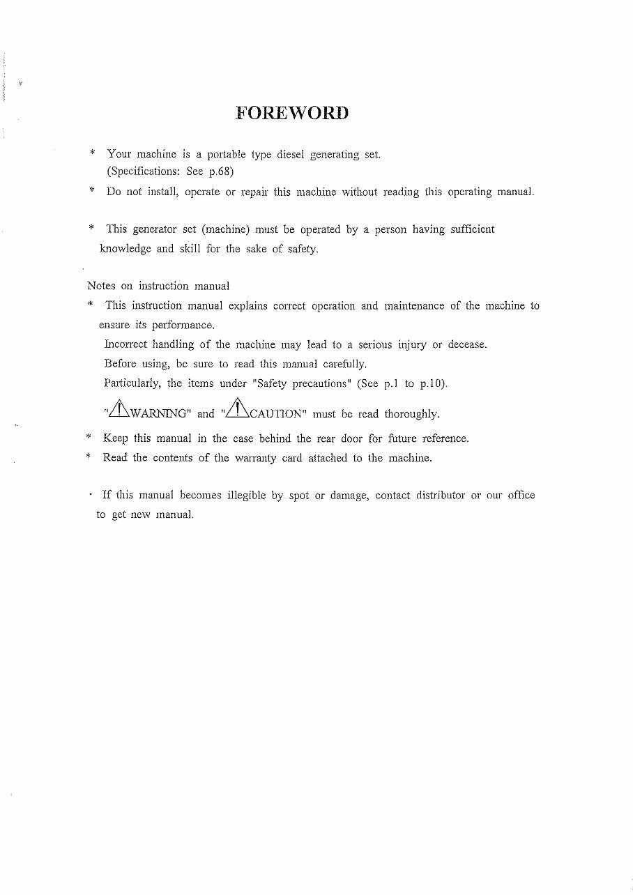 Denyo DCA-45SPI diesel generating set instruction manual preview img 3