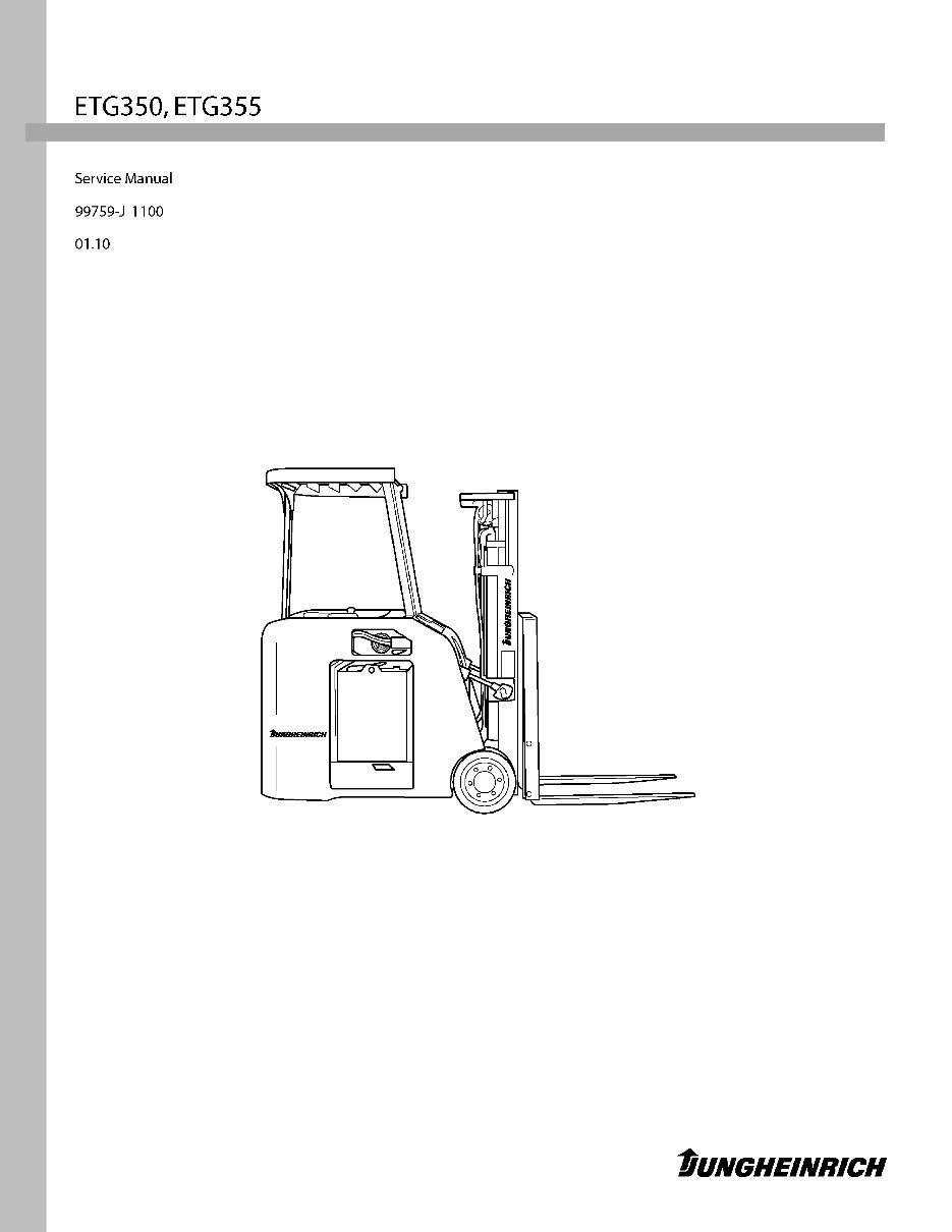 Jungheinrich Electric Lift Truck ETG-Series: ETG350, ETG355 (from 01.2010) Service & Repair Manual preview img 1