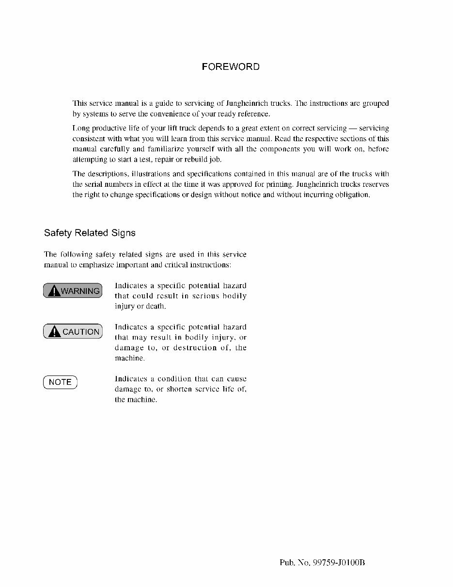 Jungheinrich Electric Lift Truck ETG-Series: ETG350, ETG355 (from 01.2010) Service & Repair Manual preview img 3