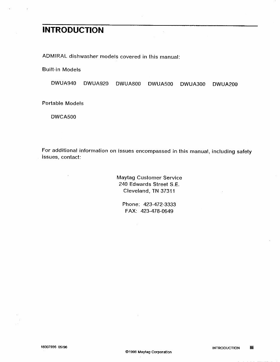 Maytag Admiral DWUA & DWC Dishwasher Repair manual preview img 5