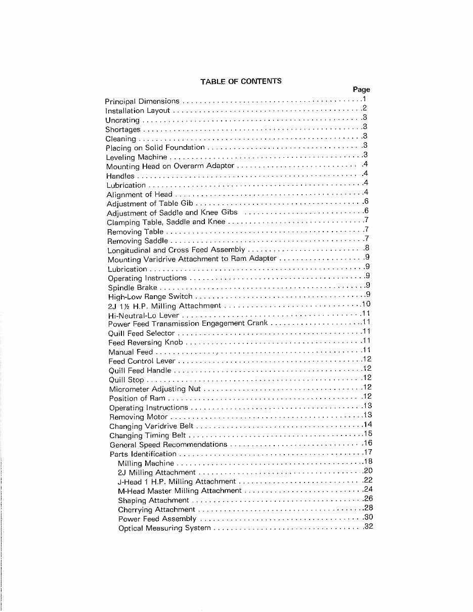 Bridgeport Series I Milling Machine M105- Maintenance Manual preview img 6