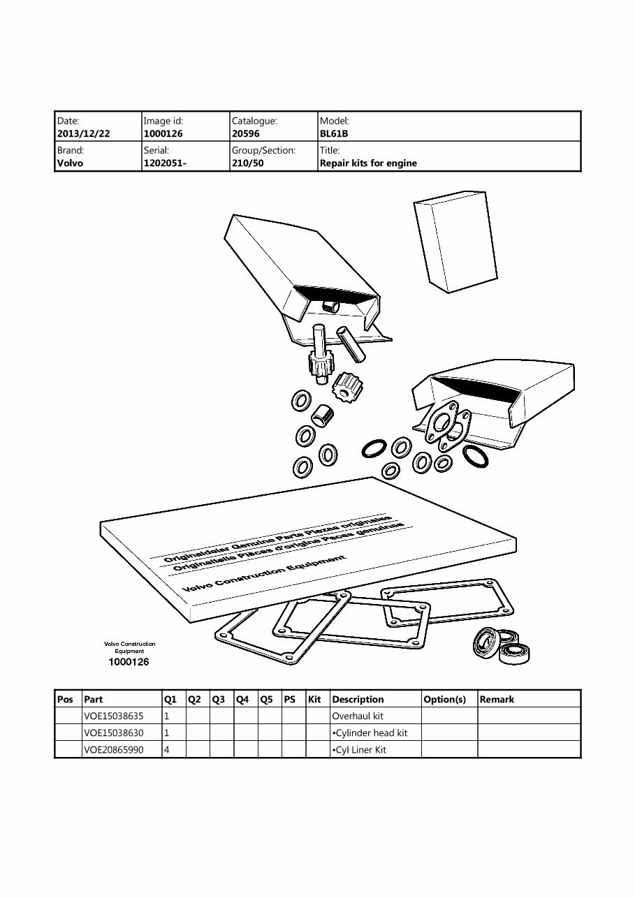 Volvo BL61B Backhoe Loader Service Parts Catalogue Manual INSTANT SN: 1202051 and up preview img 1