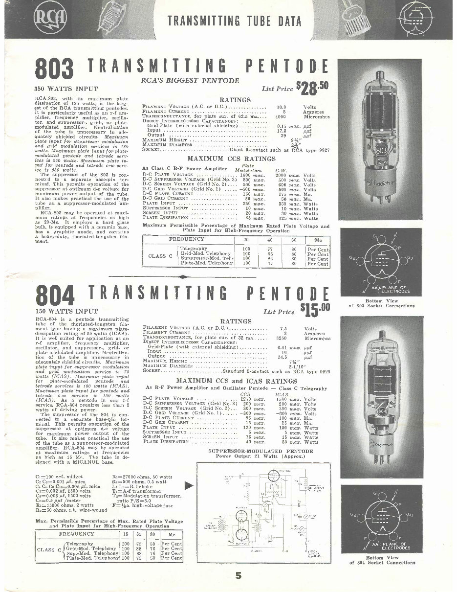 RCA TRANSMITTING ELECTRON VACUUM TUBE Catalog Radio Book preview img 7
