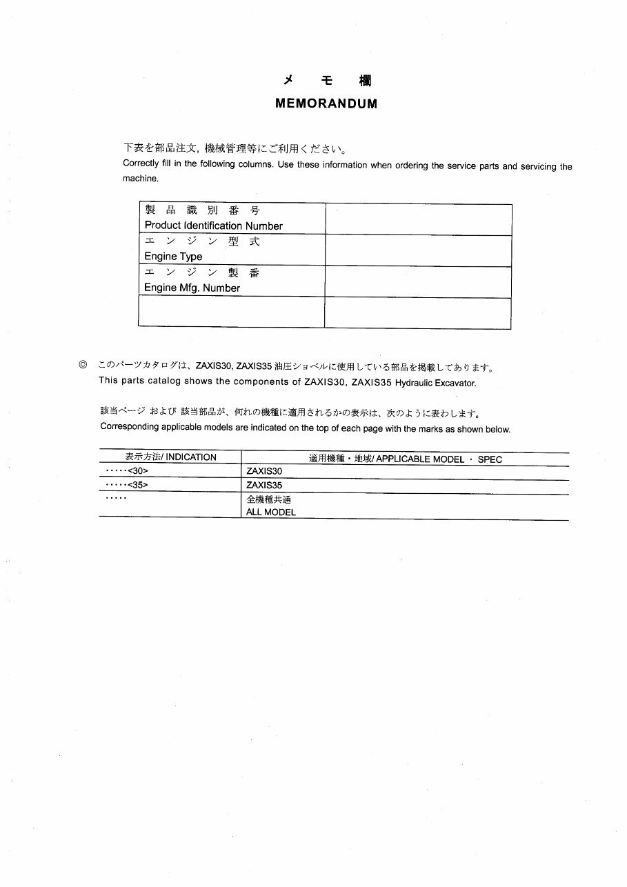 HITACHI ZAXIS ZX30 ZX35 Excavator Parts Catalog Manual preview img 3