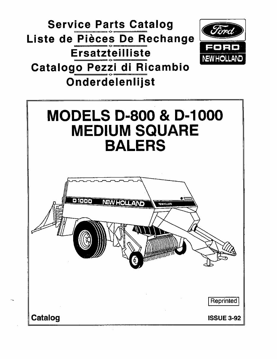 New Holland D1000, D800 Parts Catalog preview img 1