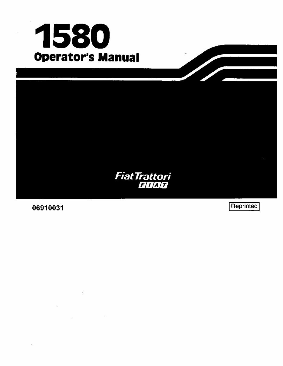 New Holland 1580, 1580DT Operators Manual preview img 1