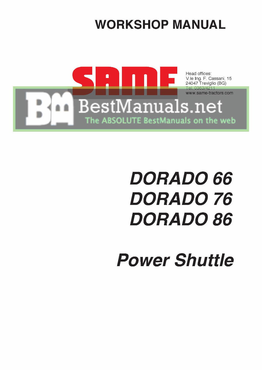Same Dorado 66 76 86 Power Shuttle Tractor Full Service & Repair Manual preview img 1