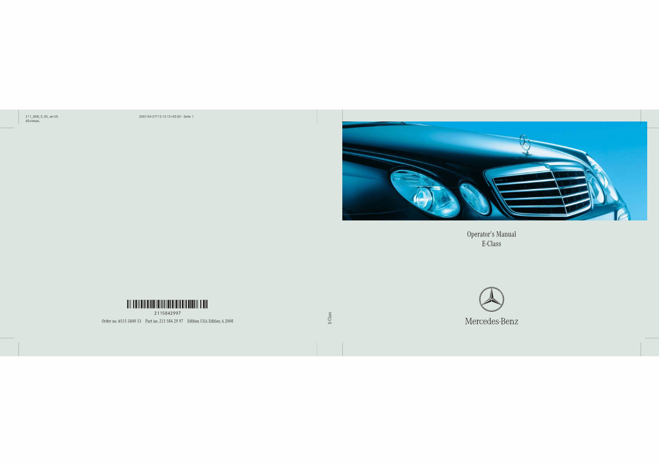 2008 Mercedes-Benz E-Class E350 Owners Manual preview img 1