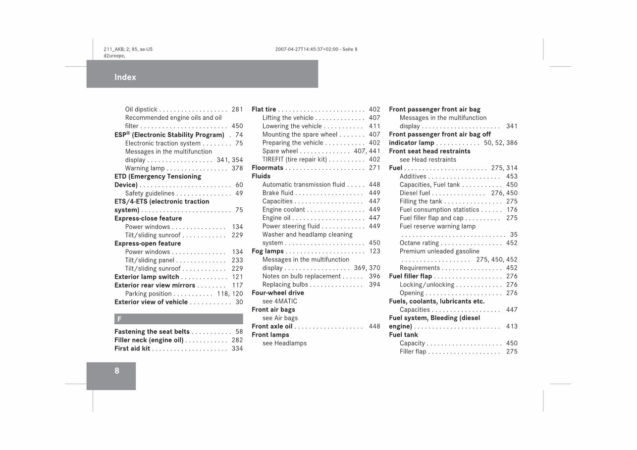 2008 Mercedes-Benz E-Class E350 Owners Manual preview img 10