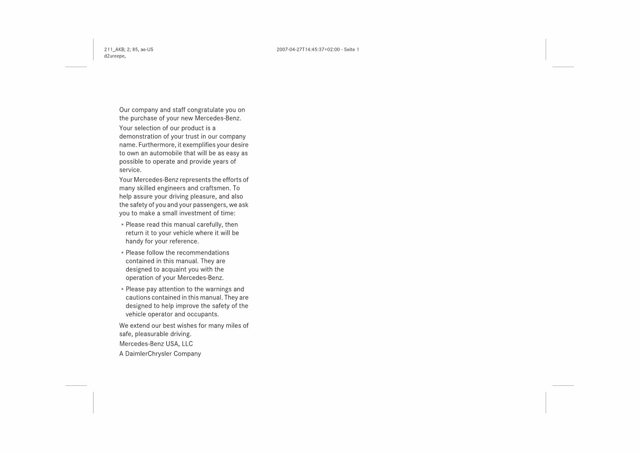 2008 Mercedes-Benz E-Class E350 Owners Manual preview img 3