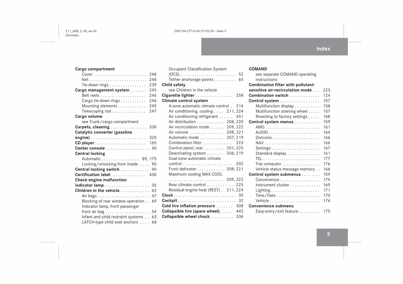 2008 Mercedes-Benz E-Class E350 Owners Manual preview img 7