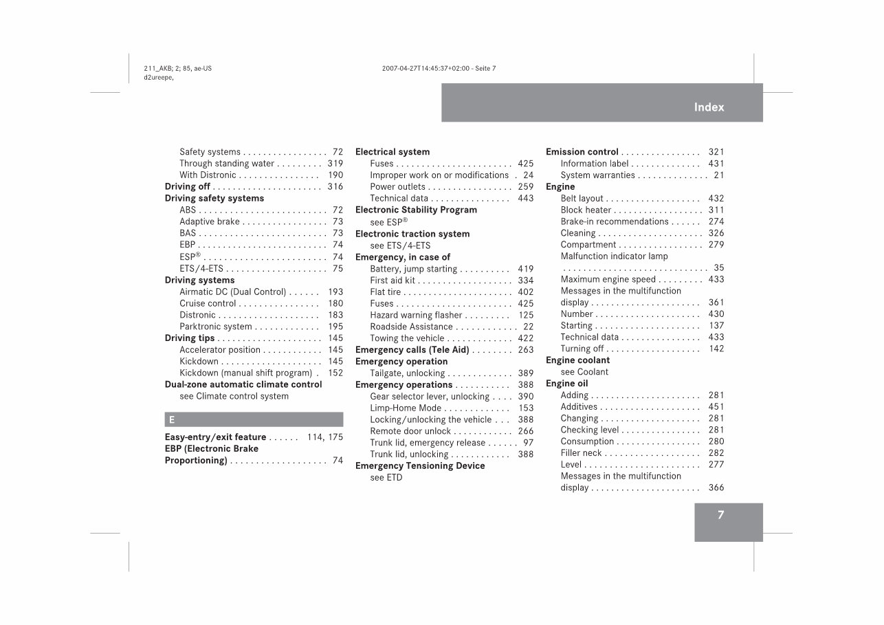 2008 Mercedes-Benz E-Class E350 Owners Manual preview img 9