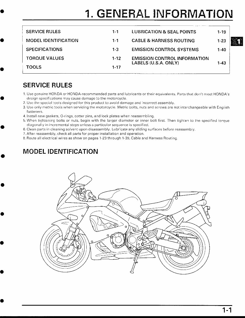 2000-2001 Honda CBR929RR Service & Repair Manual preview img 1