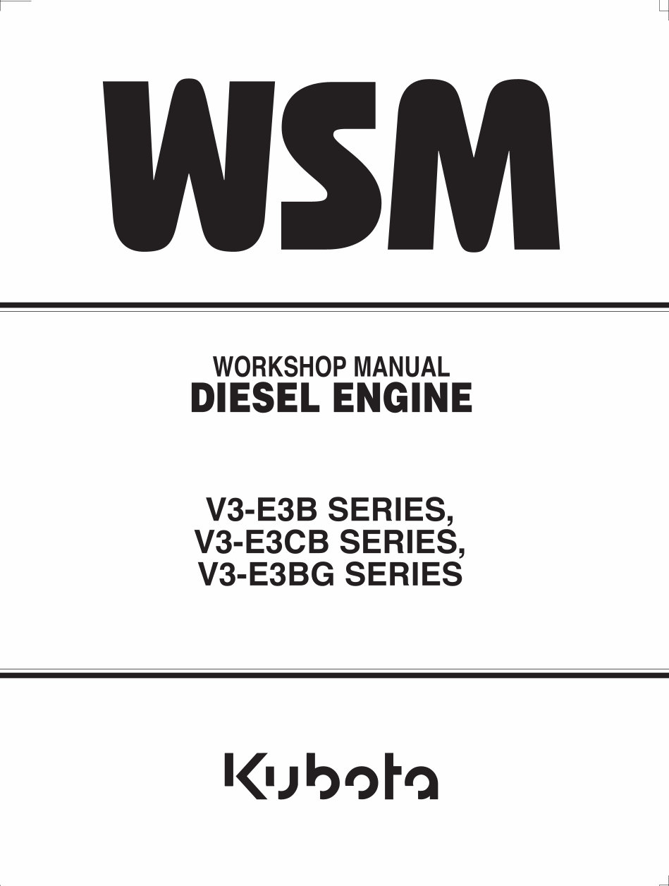 Kubota V3300 Engine (V3300-E2B/V3300-T-E2B) OEM Service & Repair Manual preview img 1