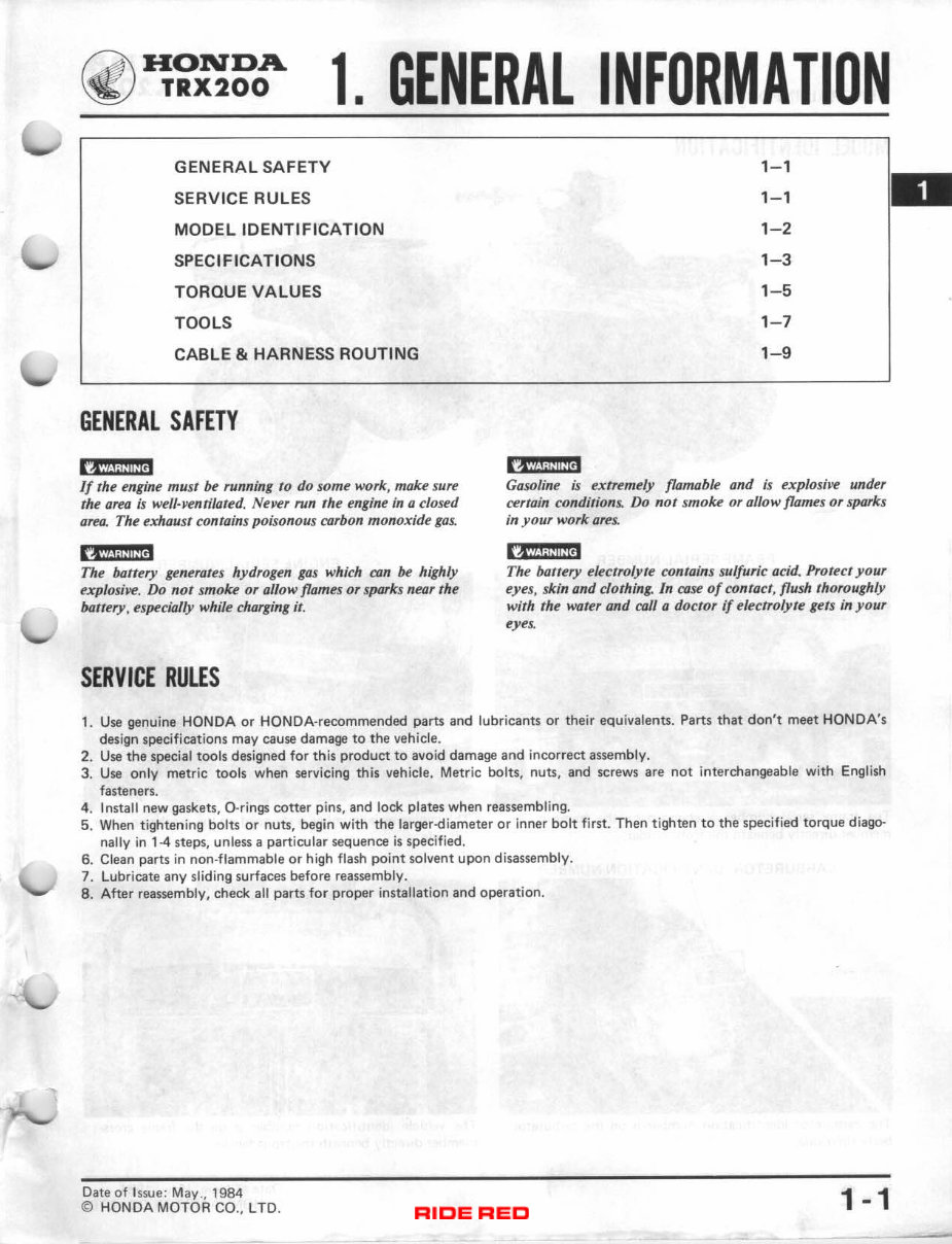 1984 Honda TRX200 FOURTRAX 200 Service Repair Manual preview img 4