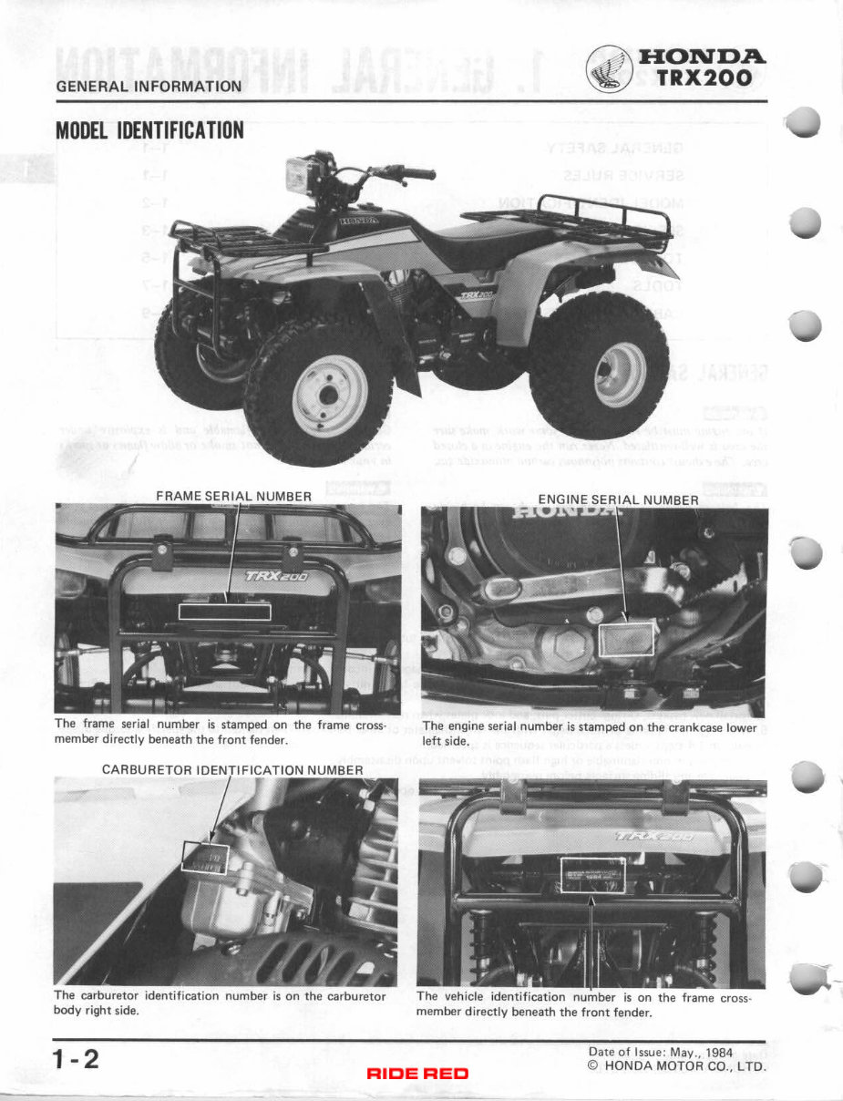 1984 Honda TRX200 FOURTRAX 200 Service Repair Manual preview img 5