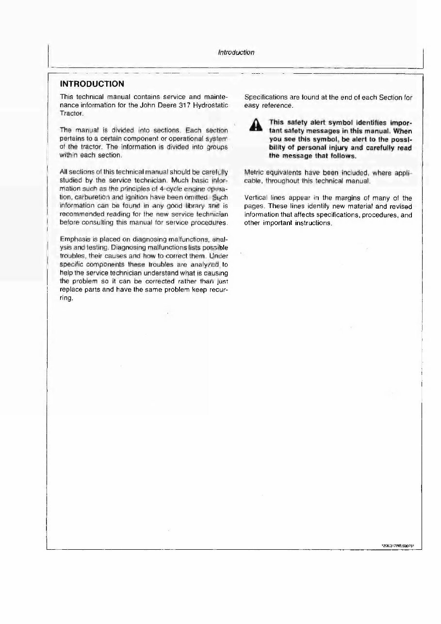 John Deere Hydrostatic Tractor Type 317 Technical Service Manual preview img 3