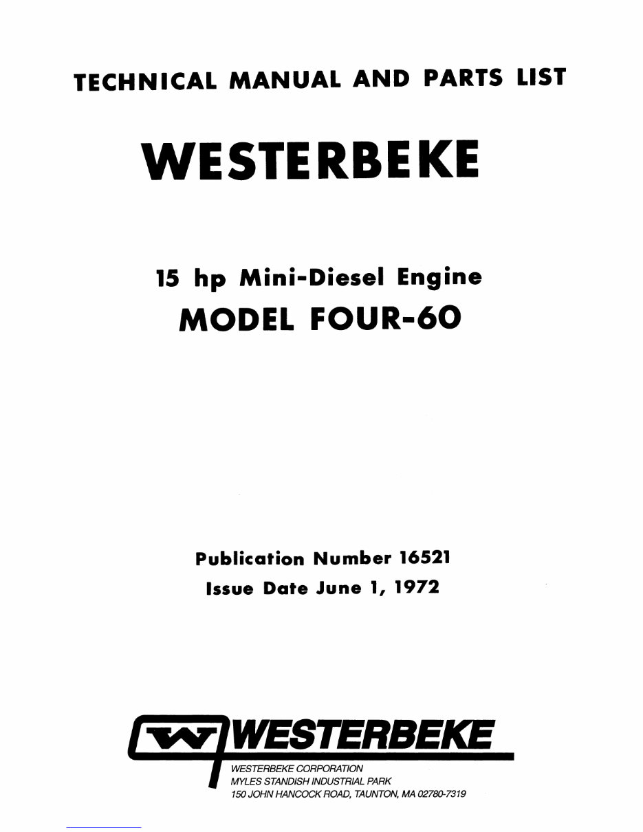 WESTERBEKE 60 Marine Diesel Engine Service Repair Manual preview img 2