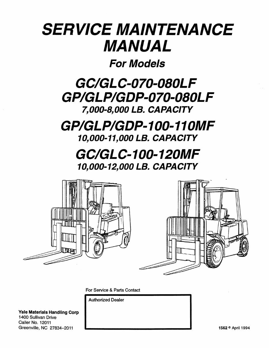 Yale GDP 080 LF Gas Forklift Factory Service & Work Shop Manual preview img 1