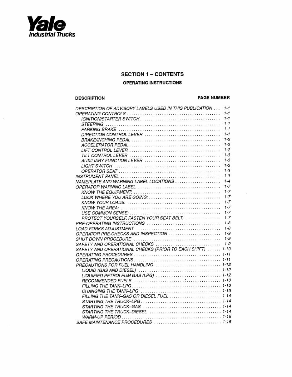 Yale GDP 080 LF Gas Forklift Factory Service & Work Shop Manual preview img 7