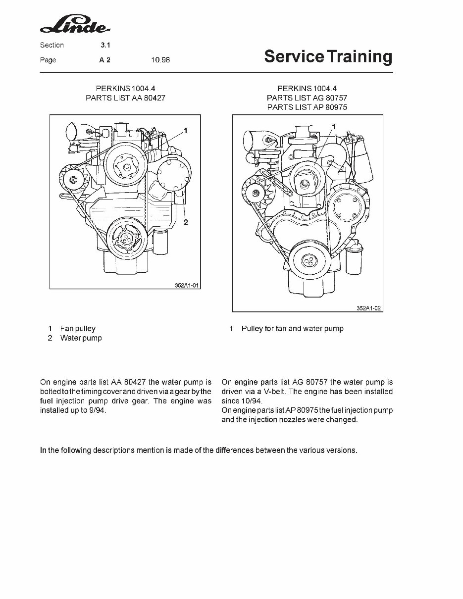 Linde Forklift Truck 352 Series: H35, H40, H45 Service Training Manual. preview img 8