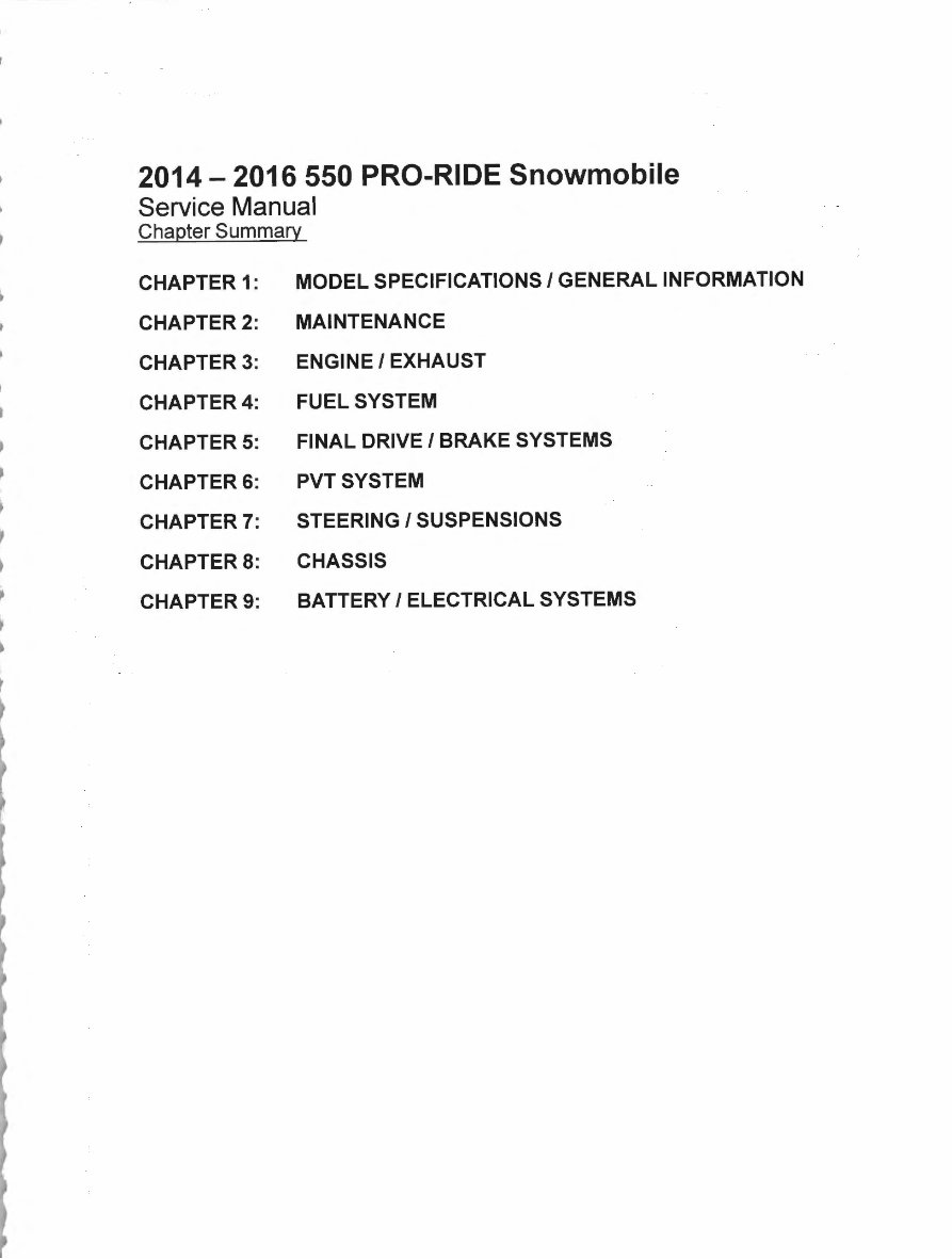 2014-2016 Polaris Snowmobile Indy 550 Pro-Ride Service & Repair Manual preview img 5