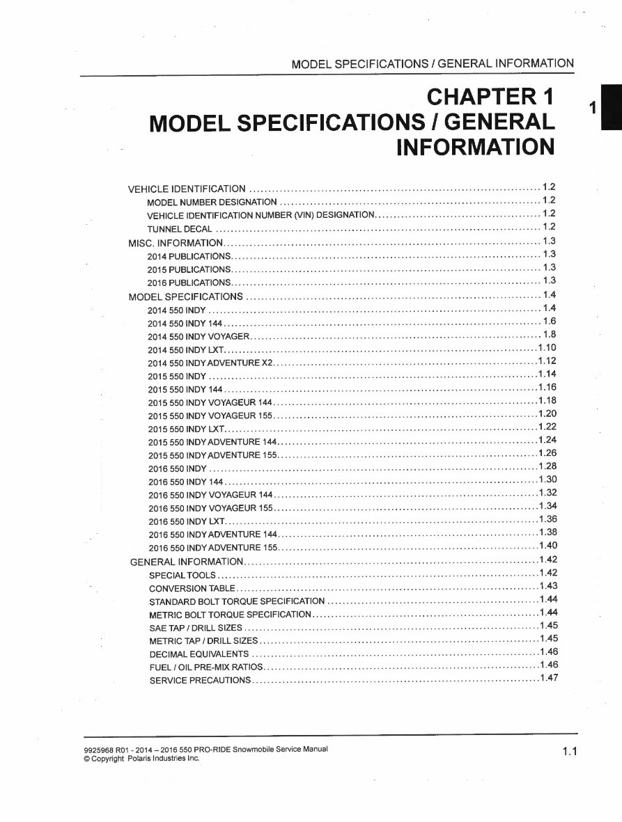 2014-2016 Polaris Snowmobile Indy 550 Pro-Ride Service & Repair Manual preview img 7