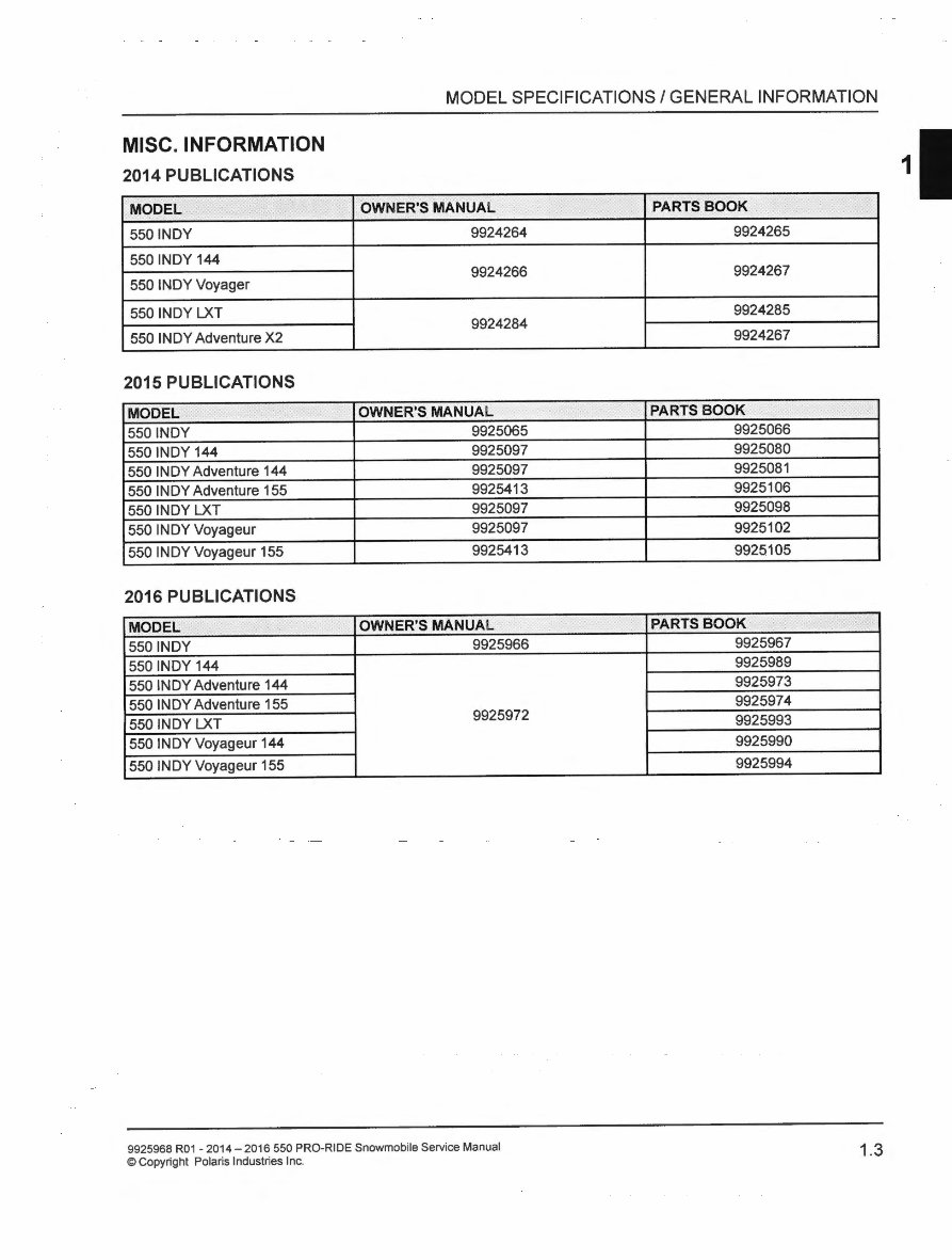 2014-2016 Polaris Snowmobile Indy 550 Pro-Ride Service & Repair Manual preview img 9