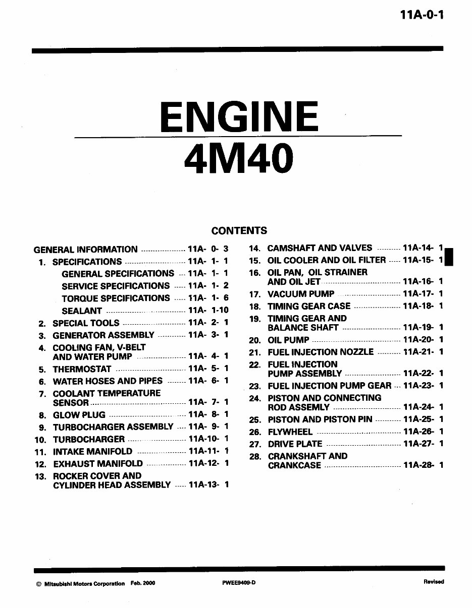 Mitsubishi 4M40 Engine Workshop Service Repair Manual preview img 1