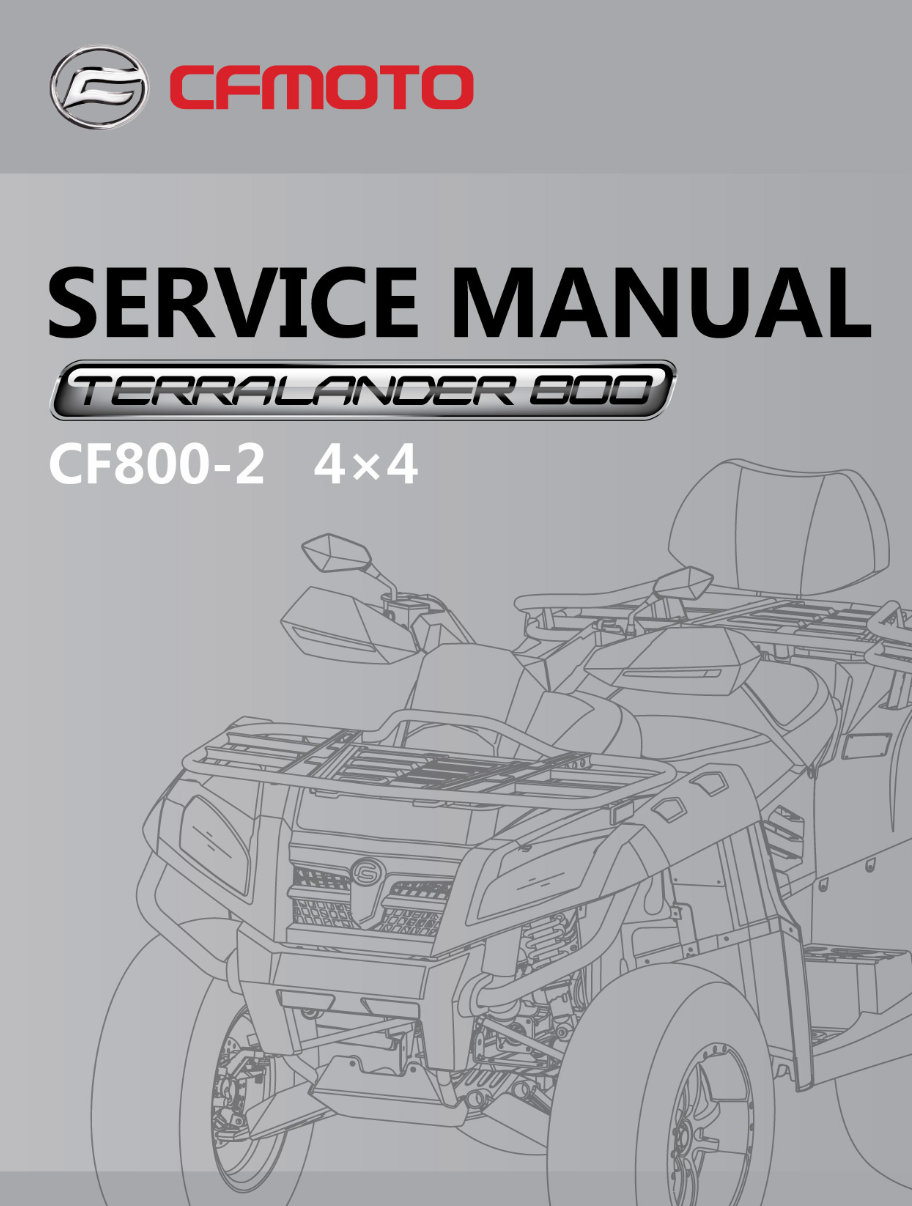 CFMoto CF800-2 4X4 (Terralander 800) ATV OEM Service & Repair Manual preview img 1