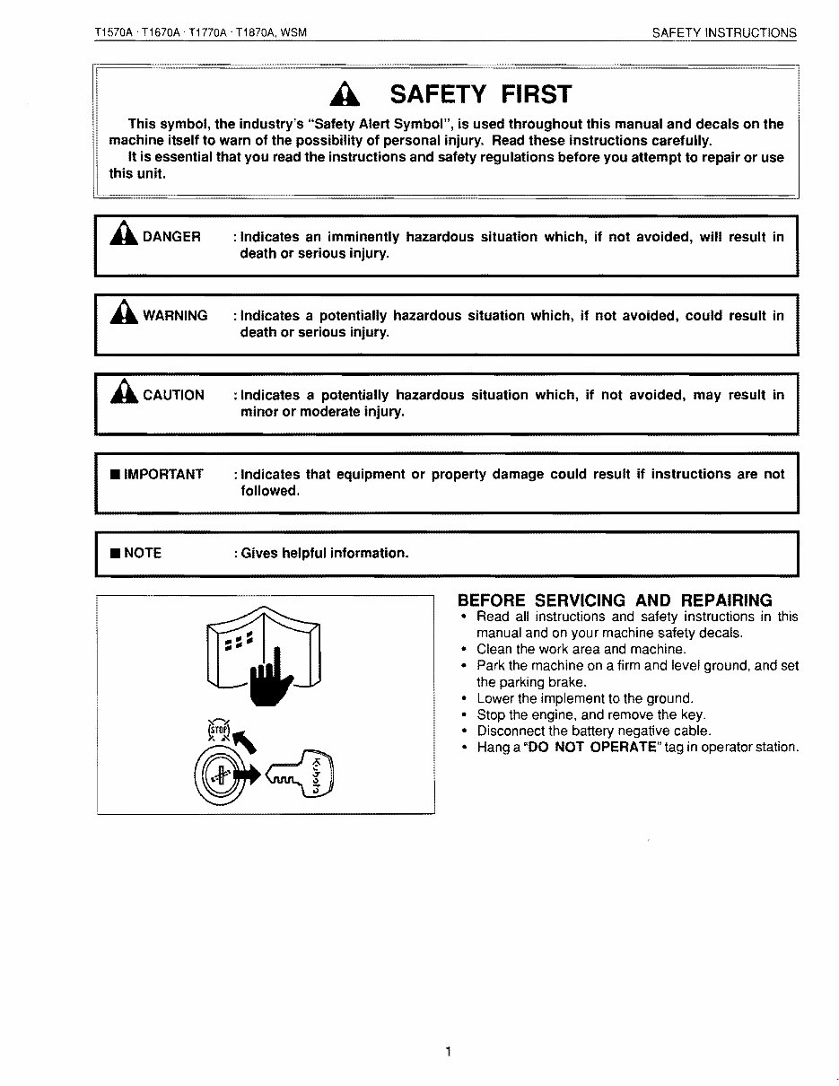 Kubota T1670A Lawn Tractor and Mower Workshop Service Manual preview img 1