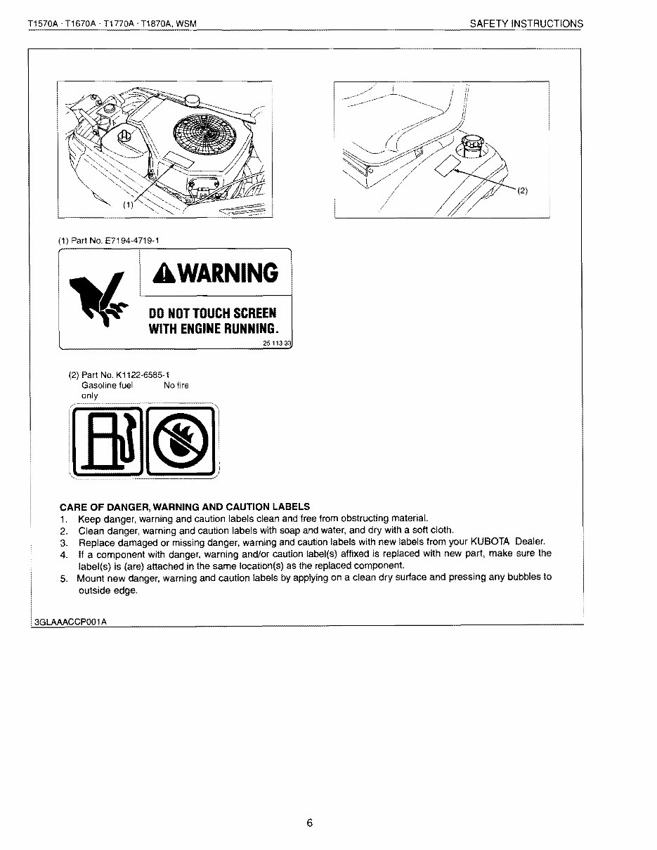 Kubota T1670A Lawn Tractor and Mower Workshop Service Manual preview img 6