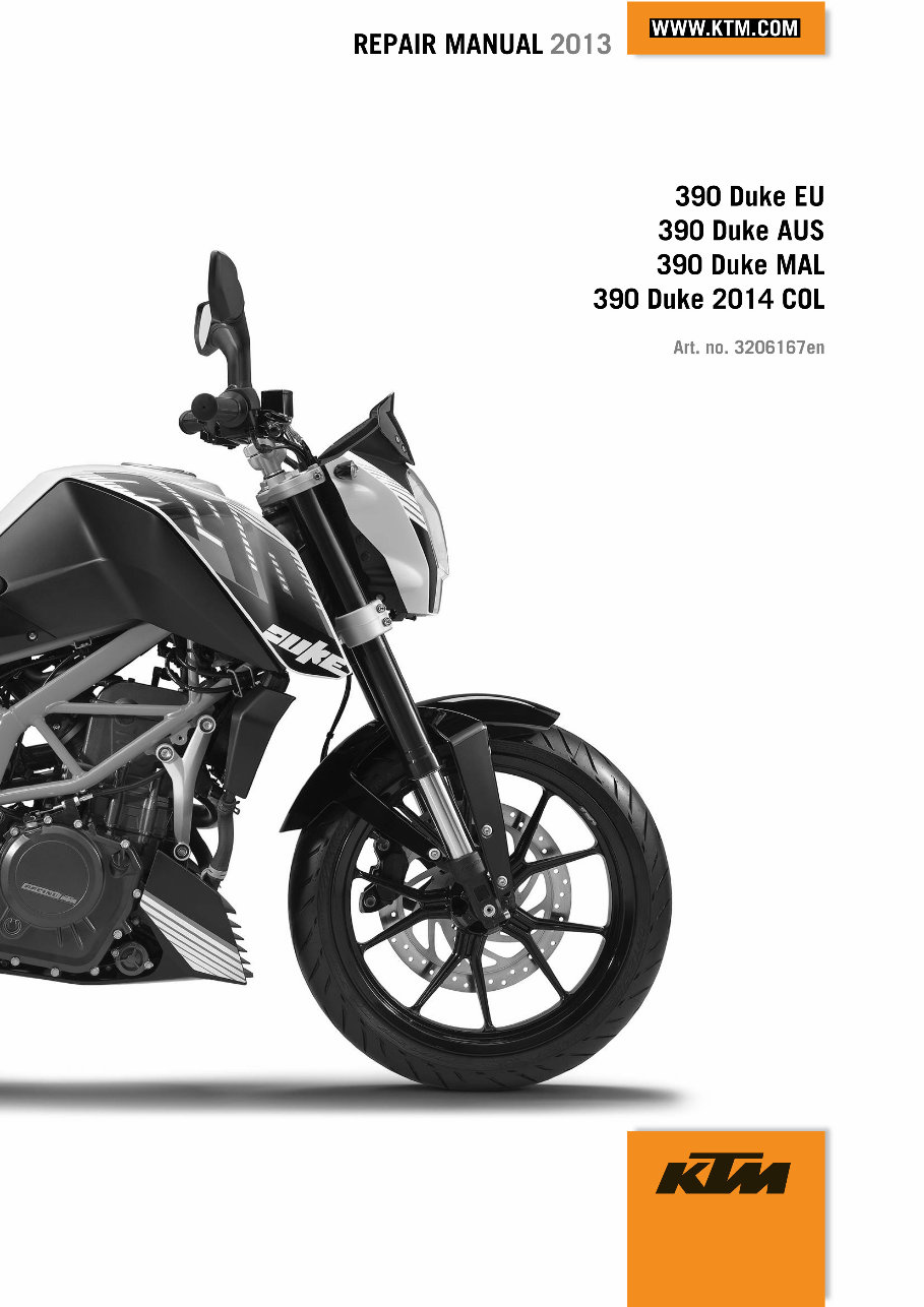 2013-2015 KTM 390 Duke OEM Service & Repair Manual preview img 1